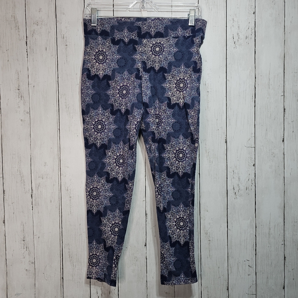 Torrid Women's Blue Medallion Print Leggings Size 0X Cotton Spandex Blend.